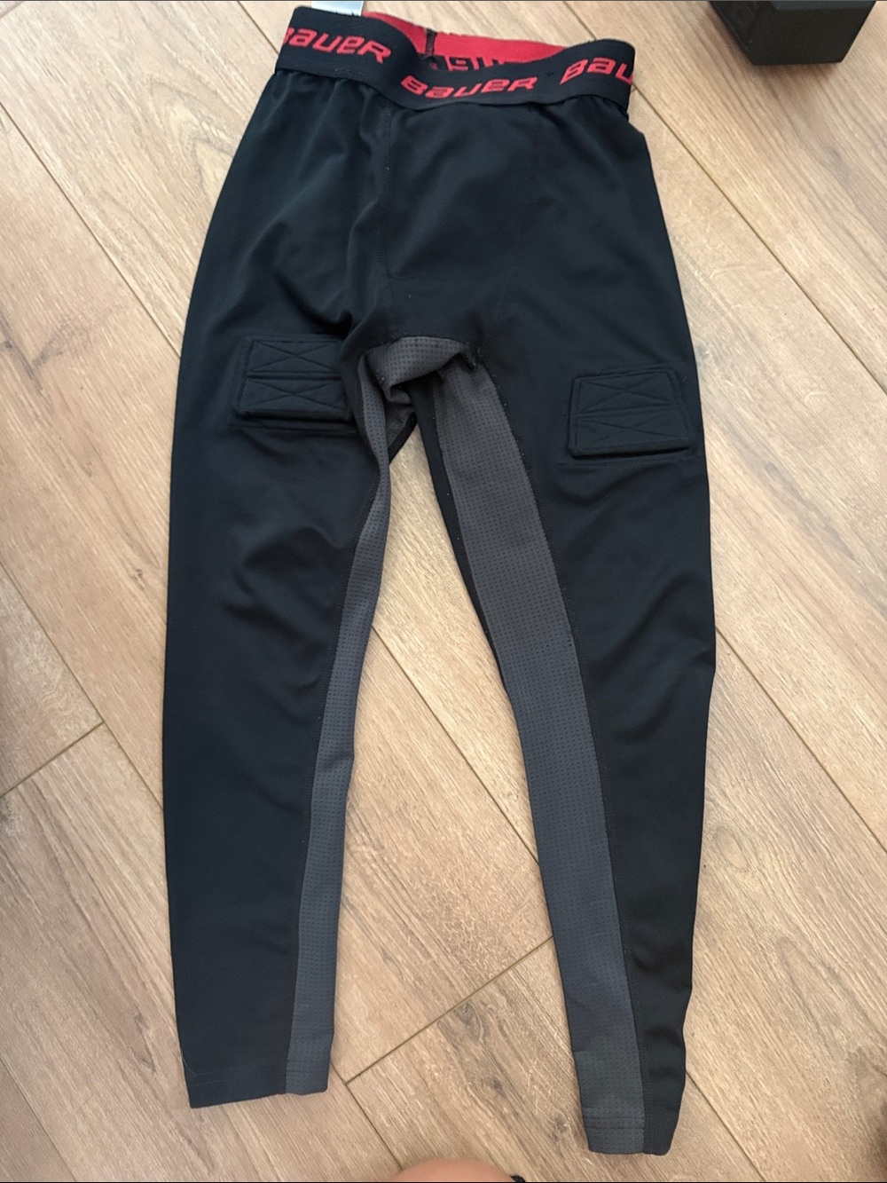 Bauer Black Compression Base Layer Pants with Red Waistband Size Small used